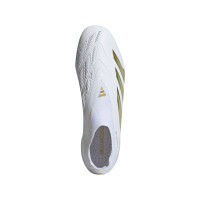 adidas Predator Elite Sans Lacets Gazon Naturel Chaussures de Foot (FG) Blanc Doré