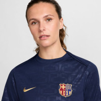 Nike FC Barcelone Pre-Match Maillot d'Entraînement 2024-2025 Femmes Bleu Foncé Doré