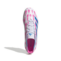 adidas Predator League Gazon Naturel Chaussures de Foot (FG) Blanc Rose Bleu