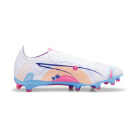 PUMA Ultra 5 Match Gras / Kunstgras Voetbalschoenen (MG) Wit Blauw Roze