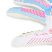 PUMA Ultra Ultimate Hybrid Gants de Gardien de But Blanc Bleu Rose