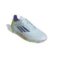 adidas F50 Elite Gazon Naturel Chaussures de Foot (FG) Bleu Clair Bleu Foncé Jaune