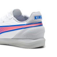 PUMA King Match Zaalvoetbalschoenen (IN) Kids Wit Blauw Lichtroze