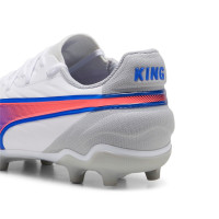 PUMA King Match Gazon Naturel Gazon Artificiel Chaussures de Foot (MG) Enfants Blanc Bleu Rose Clair