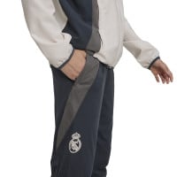 adidas Real Madrid Présentation Survêtement Full-Zip Europe 2024-2025 Enfants Beige Gris Foncé Brun