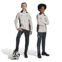 adidas Real Madrid Présentation Survêtement Full-Zip Europe 2024-2025 Enfants Beige Gris Foncé Brun