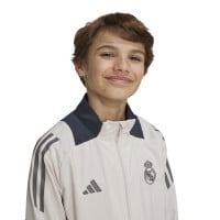 adidas Real Madrid Présentation Veste d'Entraïnement Europe 2024-2025 Enfants Beige Brun Noir