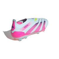 adidas Predator Elite Sans Lacets Gazon Naturel Chaussures de Foot (FG) Bleu Clair Rose Jaune