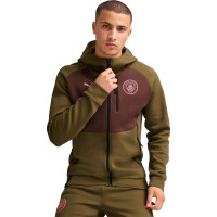 PUMA Manchester City Pumatech Survêtement Full-Zip 2024-2025 Vert Olive Brun Rose