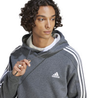 adidas Essentials Fleece Sweat à Capuche Gris Foncé Blanc