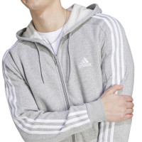 adidas Essentials Fleece Survêtement de Jogging Full-Zip Gris Blanc