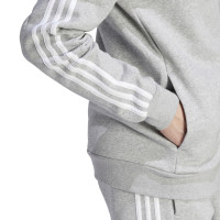 adidas Essentials Fleece Joggingpak Full-Zip Grijs Wit