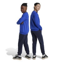 adidas Essentials Big Logo Fleece Joggingpak Kids Blauw Zwart Wit