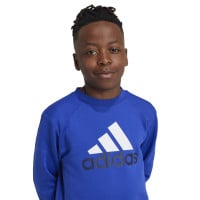 adidas Essentials Big Logo Fleece Joggingpak Kids Blauw Zwart Wit