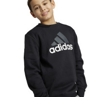 adidas Essentials Big Logo Fleece Survêtement Enfants Noir Gris Blanc