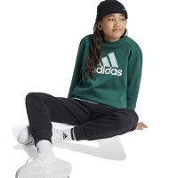 adidas Essentials Big Logo Fleece Joggingpak Kids Donkergroen Zwart Wit