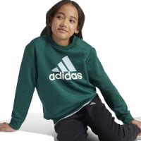 adidas Essentials Big Logo Fleece Joggingpak Kids Donkergroen Zwart Wit