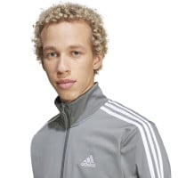 adidas Basic 3-Stripes Tricot Survêtement Full-Zip Gris Blanc