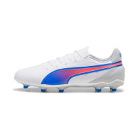 PUMA King Match Gazon Naturel Gazon Artificiel Chaussures de Foot (MG) Blanc Bleu Rose Clair