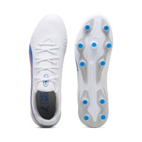 PUMA King Match Gazon Naturel Gazon Artificiel Chaussures de Foot (MG) Blanc Bleu Rose Clair