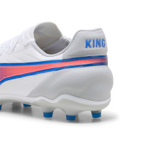 PUMA King Match Gazon Naturel Gazon Artificiel Chaussures de Foot (MG) Blanc Bleu Rose Clair