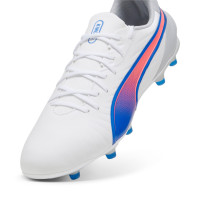 PUMA King Match Gazon Naturel Gazon Artificiel Chaussures de Foot (MG) Blanc Bleu Rose Clair