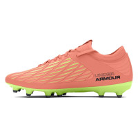 Chaussures de football Under Armour Magnetico Select 4.0 Grass (FG) pour enfants, orange et vert