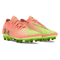 Under Armour Magnetico Elite 4.0 Gras Voetbalschoenen (FG) Oranje Groen