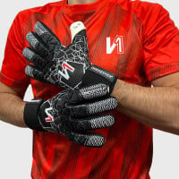 OneKeeper C-Tec Gants de Gardien de But Noir Blanc Rouge