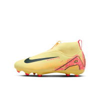 Nike Zoom Mercurial Superfly 10 Mbappé Academy Gazon Naturel Artificiel Chaussures de Foot (MG) Enfants Jaune Rose Orange