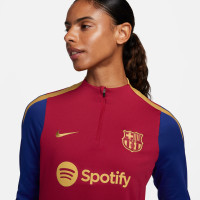 Nike FC Barcelona Strike Trainingstrui 1/4-Zip 2023-2024 Dames Bordeauxrood Donkerblauw Goud