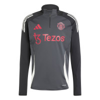 adidas Manchester United Survêtement 1/4-Zip Europe 2024-2025 Gris Foncé Noir Rouge Blanc