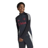 adidas Manchester United Survêtement 1/4-Zip Europe 2024-2025 Enfants Gris Foncé Noir Rouge Blanc