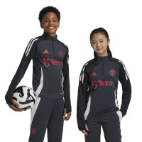 adidas Manchester United Trainingspak 1/4-Zip Europees 2024-2025 Kids Donkergrijs Zwart Rood Wit