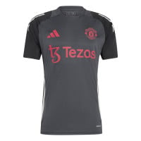 adidas Manchester United Maillot d'Entraînement Europe 2024-2025 Gris Foncé Noir Rouge Blanc