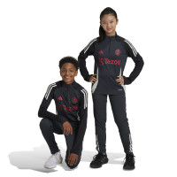 adidas Manchester United Survêtement 1/4-Zip Europe 2024-2025 Enfants Gris Foncé Noir Rouge Blanc