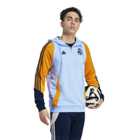 adidas Real Madrid Track Sweat à Capuche 2024-2025 Bleu Clair Jaune Bleu Foncé