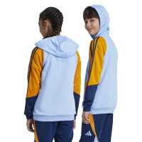 adidas Real Madrid Track Sweat à Capuche 2024-2025 Enfants Bleu Clair Jaune Bleu Foncé