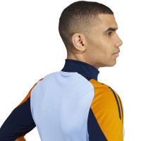 adidas Real Madrid Haut d'Entraînement 1/4-Zip 2024-2025 Bleu Clair Bleu Foncé Orange