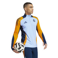 adidas Real Madrid Haut d'Entraînement 1/4-Zip 2024-2025 Bleu Clair Bleu Foncé Orange