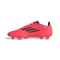 adidas F50 Pro Gazon Naturel Chaussures de Foot (FG) Rouge Vif Noir Argenté