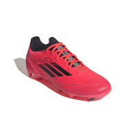 adidas F50 League Gazon Naturel Chaussures de Foot (FG) Rouge Vif Noir Argenté