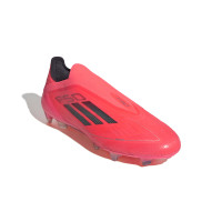 adidas F50 Elite Sans Lacets Gazon Naturel Chaussures de Foot (FG) Rouge Vif Noir Argenté