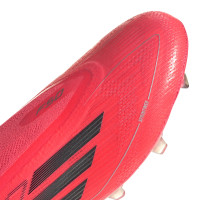 adidas F50 Elite Sans Lacets Gazon Naturel Chaussures de Foot (FG) Rouge Vif Noir Argenté