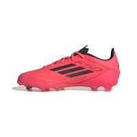 adidas F50 Pro Gazon Naturel Chaussures de Foot (FG) Enfants Rouge Vif Noir Argenté