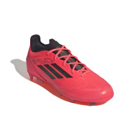 adidas F50 Pro Gazon Naturel Chaussures de Foot (FG) Enfants Rouge Vif Noir Argenté