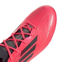 adidas F50 Pro Gazon Naturel Chaussures de Foot (FG) Enfants Rouge Vif Noir Argenté