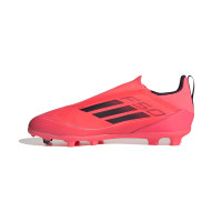 adidas F50 League Sans Lacets Gazon Naturel Chaussures de Foot (FG) Rouge Vif Noir Argenté