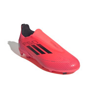 adidas F50 League Sans Lacets Gazon Naturel Chaussures de Foot (FG) Rouge Vif Noir Argenté