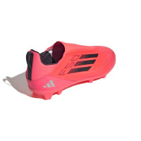 adidas F50 League Sans Lacets Gazon Naturel Chaussures de Foot (FG) Rouge Vif Noir Argenté